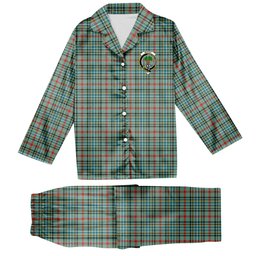ScotsTee Shop Scottish Bisset Ancient Crest Tartan Pajama Satin Velvet Flannel Pajama Set