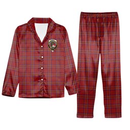 ScotsTee Shop Scottish Burnett of Leys Dress Crest Tartan Pajama Satin Velvet Flannel Pajama Set