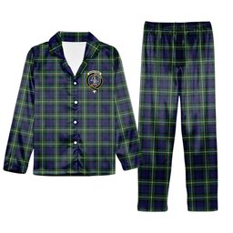 ScotsTee Shop Scottish Bannerman Crest Tartan Pajama Satin Velvet Flannel Pajama Set