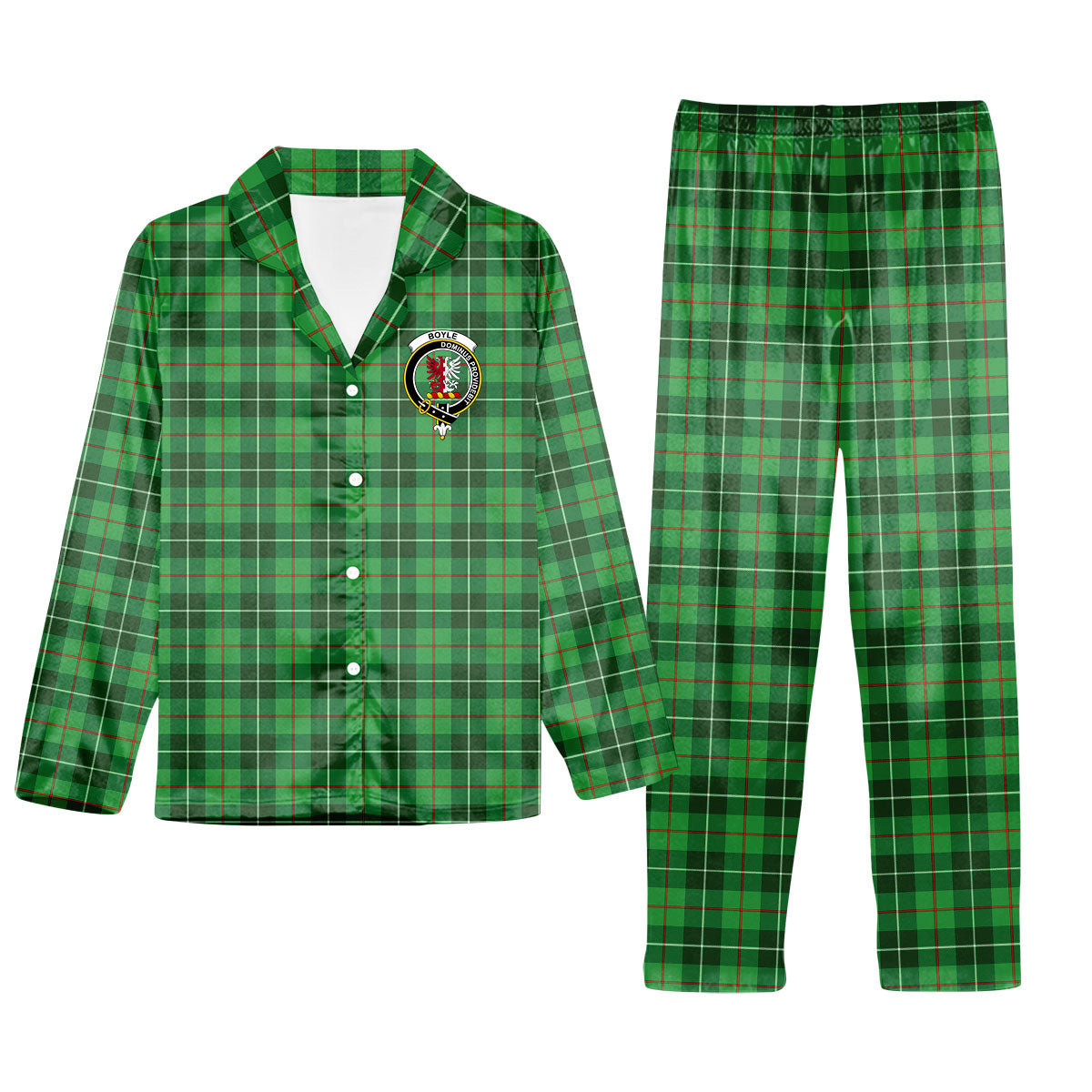 ScotsTee Shop Scottish Boyle SC Crest Tartan Pajama Satin Velvet Flannel Pajama Set