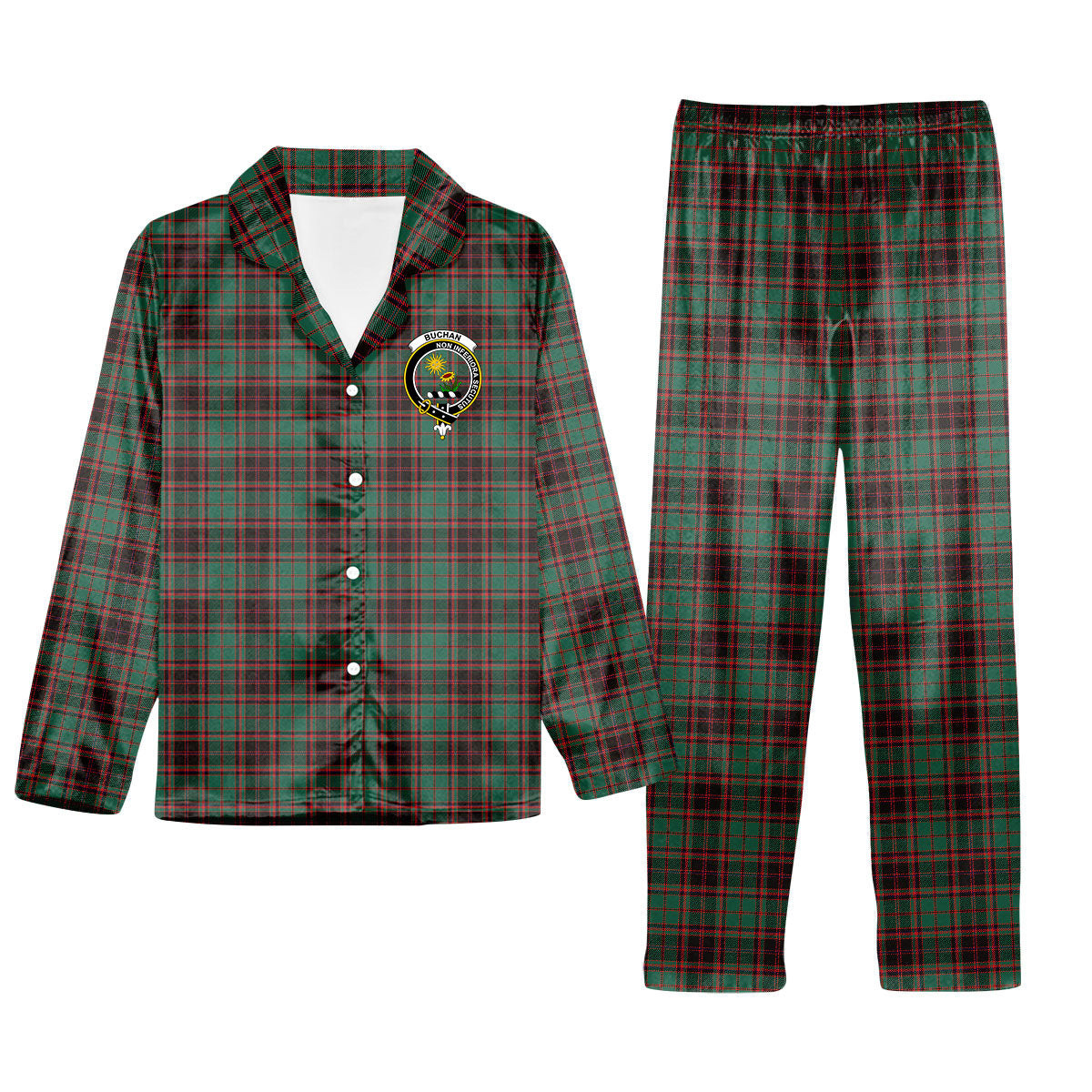 ScotsTee Shop Scottish Buchan Ancient Crest Tartan Pajama Satin Velvet Flannel Pajama Set