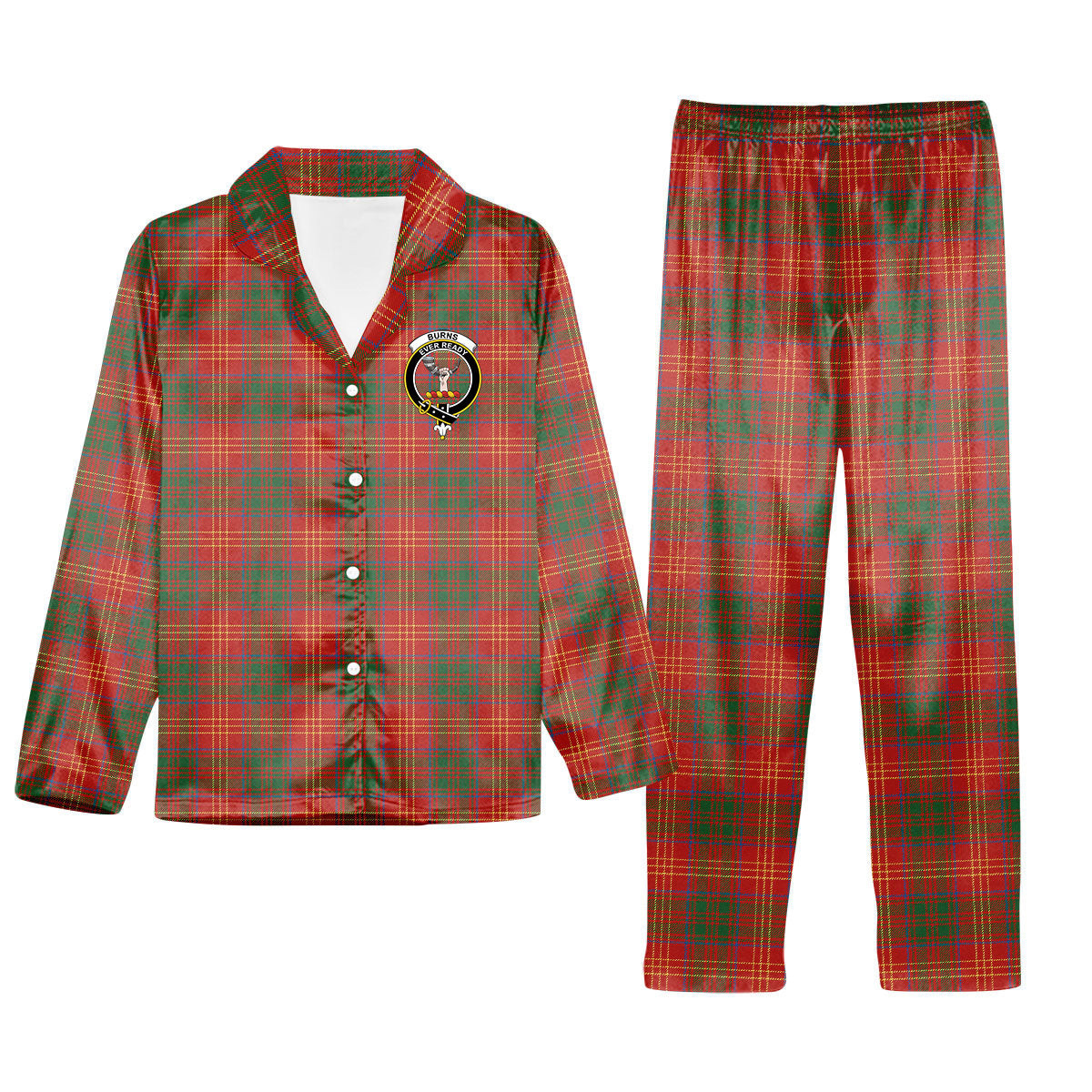 ScotsTee Shop Scottish Burns (Burns 1930) Ancient Crest Tartan Pajama Satin Velvet Flannel Pajama Set