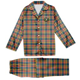 ScotsTee Shop Scottish Buchanan Ancient Crest Tartan Pajama Satin Velvet Flannel Pajama Set