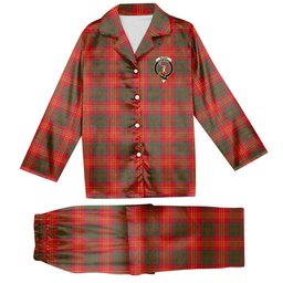 ScotsTee Shop Scottish Burns (Burns 1930) Modern Crest Tartan Pajama Satin Velvet Flannel Pajama Set