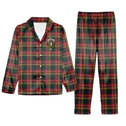 ScotsTee Shop Scottish Buchanan 1907 Crest Tartan Pajama Satin Velvet Flannel Pajama Set