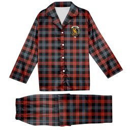 ScotsTee Shop Scottish Broun Ancient Crest Tartan Pajama Satin Velvet Flannel Pajama Set