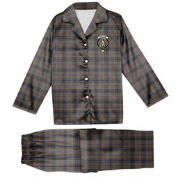 ScotsTee Shop Scottish Balfour Crest Tartan Pajama Satin Velvet Flannel Pajama Set
