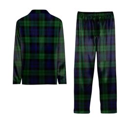 ScotsTee Shop Scottish Black Watch Crest Tartan Pajama Satin Velvet Flannel Pajama Set