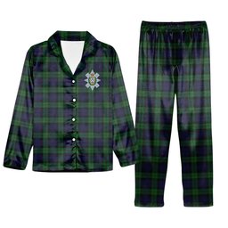 ScotsTee Shop Scottish Black Watch Crest Tartan Pajama Satin Velvet Flannel Pajama Set