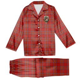 ScotsTee Shop Scottish Burnett of Leys Ancient Crest Tartan Pajama Satin Velvet Flannel Pajama Set