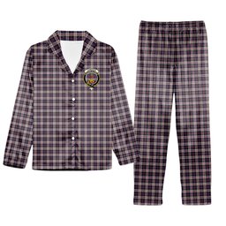 ScotsTee Shop Scottish Cameron of Erracht Dress Crest Tartan Pajama Satin Velvet Flannel Pajama Set