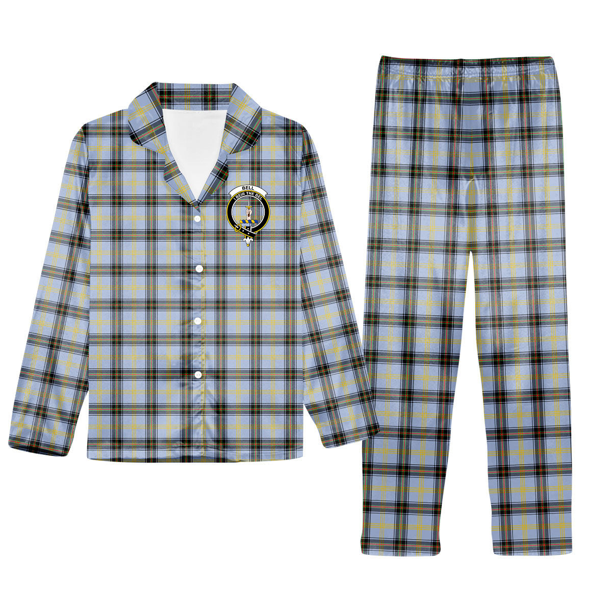 ScotsTee Shop Scottish Bell of the Borders SC Crest Tartan Pajama Satin Velvet Flannel Pajama Set