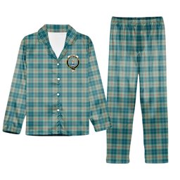 ScotsTee Shop Scottish Barclay Hunting #2 Ancient Clan Crest Tartan Pajama Satin Velvet Flannel Pajama Set