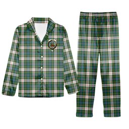 ScotsTee Shop Scottish Blair Dress Ancient Crest Tartan Pajama Satin Velvet Flannel Pajama Set