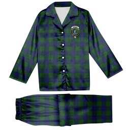 ScotsTee Shop Scottish Barclay Crest Tartan Pajama Satin Velvet Flannel Pajama Set