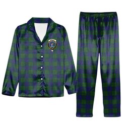 ScotsTee Shop Scottish Barclay Crest Tartan Pajama Satin Velvet Flannel Pajama Set