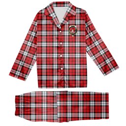 ScotsTee Shop Scottish Brodie Dress Modern Crest Tartan Pajama Satin Velvet Flannel Pajama Set