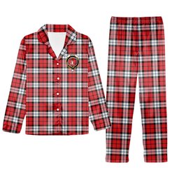 ScotsTee Shop Scottish Brodie Dress Modern Crest Tartan Pajama Satin Velvet Flannel Pajama Set
