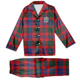 ScotsTee Shop Scottish Black Watch Pipe Band Modern Crest Tartan Pajama Satin Velvet Flannel Pajama Set