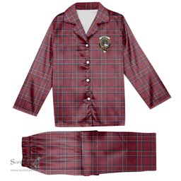ScotsTee Shop Scottish Burnett Hunting Modern Crest Tartan Pajama Satin Velvet Flannel Pajama Set