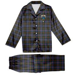 ScotsTee Shop Scottish Bowie Crest Tartan Pajama Satin Velvet Flannel Pajama Set