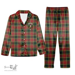 ScotsTee Shop Scottish Buchanan of Leny Crest Tartan Pajama Satin Velvet Flannel Pajama Set
