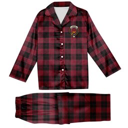 ScotsTee Shop Scottish Cameron Black and Red Modern Crest Tartan Pajama Satin Velvet Flannel Pajama Set