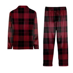 ScotsTee Shop Scottish Cameron Black and Red Modern Crest Tartan Pajama Satin Velvet Flannel Pajama Set