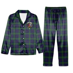 ScotsTee Shop Scottish Boyle Crest Tartan Pajama Satin Velvet Flannel Pajama Set