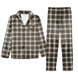 ScotsTee Shop Scottish Burns Battalion Weathered Crest Tartan Pajama Satin Velvet Flannel Pajama Set