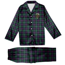 ScotsTee Shop Scottish Calder Modern Crest Tartan Pajama Satin Velvet Flannel Pajama Set