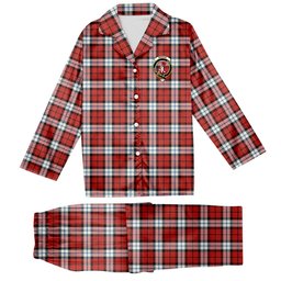 ScotsTee Shop Scottish Brodie Dress Ancient Crest Tartan Pajama Satin Velvet Flannel Pajama Set