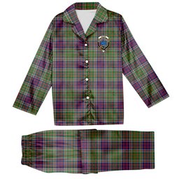 ScotsTee Shop Scottish Bowie Modern Crest Tartan Pajama Satin Velvet Flannel Pajama Set