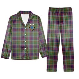 ScotsTee Shop Scottish Bowie Modern Crest Tartan Pajama Satin Velvet Flannel Pajama Set