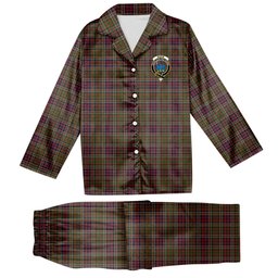 ScotsTee Shop Scottish Bowie Dalgety Crest Tartan Pajama Satin Velvet Flannel Pajama Set