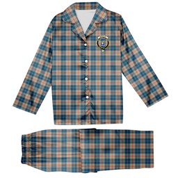 ScotsTee Shop Scottish Barclay Hunting #2 Modern Clan Crest Tartan Pajama Satin Velvet Flannel Pajama Set