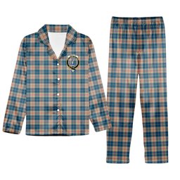 ScotsTee Shop Scottish Barclay Hunting #2 Modern Clan Crest Tartan Pajama Satin Velvet Flannel Pajama Set