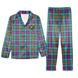 ScotsTee Shop Scottish Buchanan Inauguration Crest Tartan Pajama Satin Velvet Flannel Pajama Set