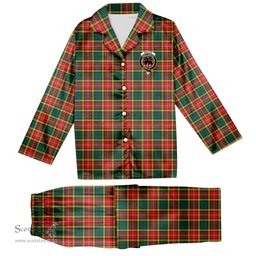 ScotsTee Shop Scottish Baxter of Balgavies Modern Crest Tartan Pajama Satin Velvet Flannel Pajama Set