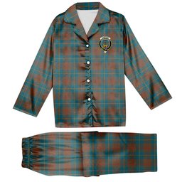 ScotsTee Shop Scottish Cameron Hunting Ancient Crest Tartan Pajama Satin Velvet Flannel Pajama Set