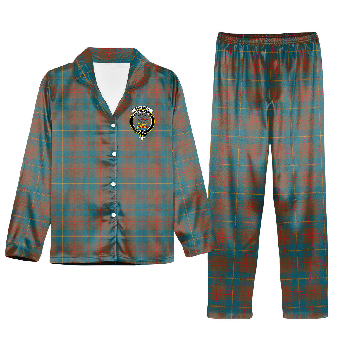 ScotsTee Shop Scottish Cameron Hunting Ancient Crest Tartan Pajama Satin Velvet Flannel Pajama Set