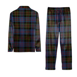 ScotsTee Shop Scottish Bowie Black Crest Tartan Pajama Satin Velvet Flannel Pajama Set