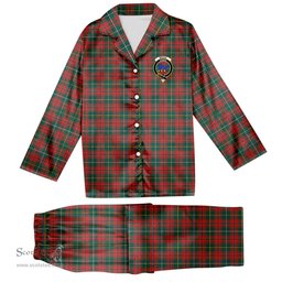 ScotsTee Shop Scottish Bruce Hunting Modern Crest Tartan Pajama Satin Velvet Flannel Pajama Set