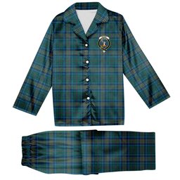 ScotsTee Shop Scottish Burns of California Modern Crest Tartan Pajama Satin Velvet Flannel Pajama Set