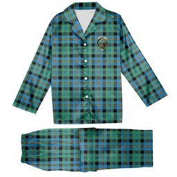 ScotsTee Shop Scottish Calder Ancient Crest Tartan Pajama Satin Velvet Flannel Pajama Set