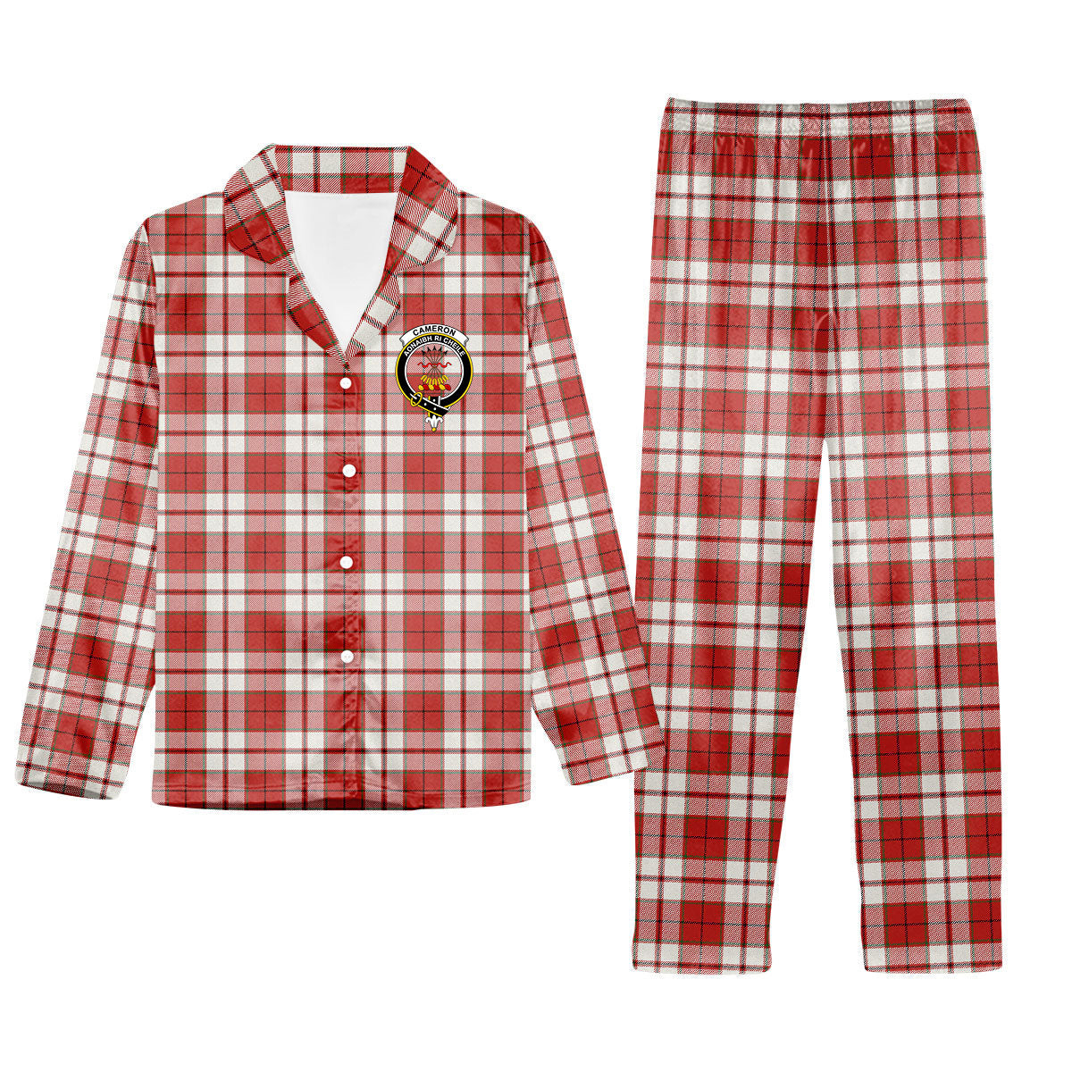 ScotsTee Shop Scottish Cameron Hose Ancient Crest Tartan Pajama Satin Velvet Flannel Pajama Set