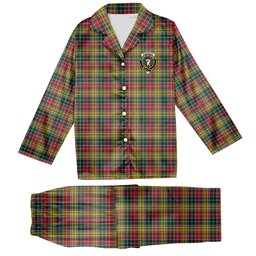 ScotsTee Shop Scottish Buchanan 1800 Crest Tartan Pajama Satin Velvet Flannel Pajama Set