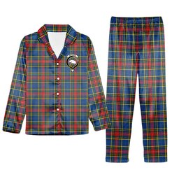 ScotsTee Shop Scottish Bethune Modern Crest Tartan Pajama Satin Velvet Flannel Pajama Set