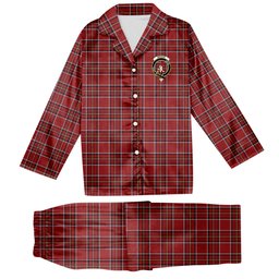 ScotsTee Shop Scottish Brodie W & A Smith Crest Tartan Pajama Satin Velvet Flannel Pajama Set