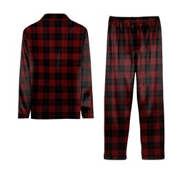 ScotsTee Shop Scottish Cameron Black and Red Crest Tartan Pajama Satin Velvet Flannel Pajama Set